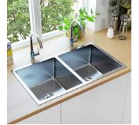 vidaXL Évier de cuisine fait à la main Acier inoxydable