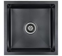 vidaXL Evier de Cuisine Fait à la Main Evier Encastré Evier Rectangulaire Évier à Vasque Maison Intérieur Robuste Résistant Acier Inoxydable Noir