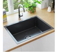 vidaXL Évier de cuisine fait à la main Noir Acier inoxydable