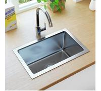 vidaXL Évier de cuisine encastré 145076 fait à la main inox brossé 44x29x20 cm