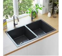 Évier de cuisine fait à la main Noir Acier inoxydable