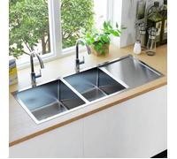 vidaXL Évier de cuisine rectangulaire encastré 145081 – Acier inoxydable fait à la main, robuste