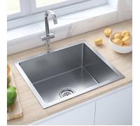 vidaXL Evier de Cuisine Fait à la Main Intérieur Lavabo Maison Argenté Acier Inoxydable 51502
