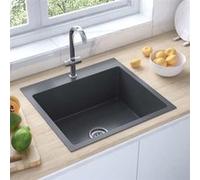 vidaXL Evier de Cuisine Fait à la Main Lavabo de Salle de Bain Noir Acier Inoxydable 51509 Noir G