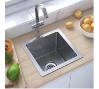 vidaXL Evier de Cuisine Fait à la Main Maison Intérieur Lavabo Argenté Acier Inoxydable 51498