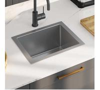 vidaXL Evier de Cuisine Fait à la Main Maison Intérieur Lavabo de Salle de Bain Argenté Acier Inoxydable 51506