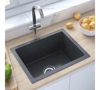 vidaXL Evier de Cuisine Fait à la Main Maison Intérieur Lavabo de Salle de Bain Noir Acier Inoxydable 51507 Noir G