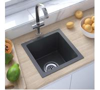 vidaXL Evier de Cuisine Fait à la Main Maison Intérieur Lavabo de Salle de Bain Noir Acier Inoxydable 51499