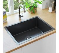 vidaXL Évier de cuisine fait à la main Noir Acier inoxydable
