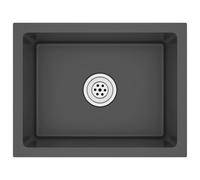 vidaXL Évier de cuisine fait main avec crépine Noir Acier inoxydable