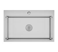 Évier de cuisine - Acier inoxydable - Rectangulaire - 1 bac - Sous plan - Gris