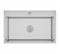 Évier de cuisine - Acier inoxydable - Rectangulaire - 1 bac - Sous plan - Gris