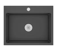 vidaXL Évier de cuisine fait main Noir Acier inoxydable