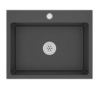 vidaXL Évier de cuisine Design contemporain – Inox noir, 1 bac, à encastrer