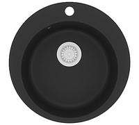 vidaXL Évier de cuisine en granit Bac unique Rond Noir