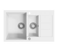 vidaXL Évier de cuisine Granit Double lavabo Blanc