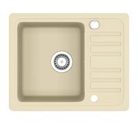 vidaXL Évier de cuisine en granit seul lavabo beige réversible résistant à la chaleur et aux rayures