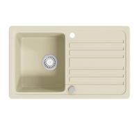 vidaXL Évier de cuisine Réversible en granit 1 bac Encastré Beige