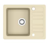 vidaXL Évier de cuisine Granit Seul lavabo Beige