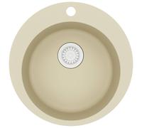 vidaXL Évier de cuisine Granit Seul lavabo Rond Beige