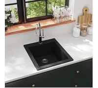 vidaXL Évier de cuisine Granite Noir à encastrer Lave-main 141672