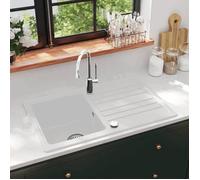 vidaXL Évier de cuisine 141671 réversible à 1 bac en granite avec égouttoir Blanc