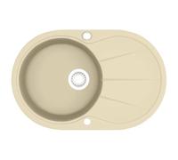 vidaXL Évier de cuisine Granit Seul lavabo Ovale Beige 144866