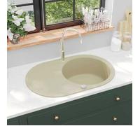 vidaXL Évier de cuisine Granit Seul lavabo Ovale Beige 144866