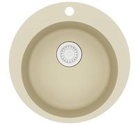 vidaXL Évier de cuisine Granit Seul lavabo Rond Beige