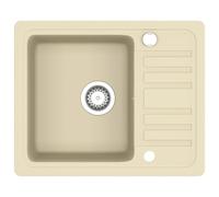vidaXL Évier en granit simple bassin beige