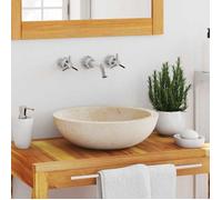 vidaXL Évier Marbre Crème Pierre Naturelle Lave-Mains Lavabo Salle de Bain 142775