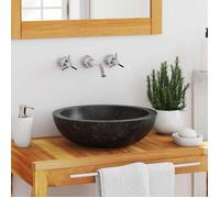 vidaXL Évier Marbre Noir Pierre Naturelle Lave-Mains Lavabo Salle de Bain 142774