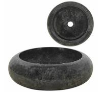 vidaXL Évier Pierre Naturelle Marbre Noir Lavabo Lave-Mains Vasque Toilette