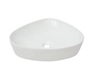 vidaXL Evier Triangulaire Céramique Blanc Lavabo Lave-Mains Salle de Bain