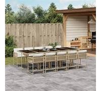 Ensemble à Manger de Jardin avec Coussins Table 13pcs Gris Résine Tressée vidaXL