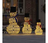 Vidaxl Famille De Bonhommes De Neige De Noël 3 Pcs Blanc Chaud