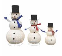 vidaXL Famille de bonhommes de Neige de Noël 3 pcs Blanc Chaud, Salon, déco Moderne, Ornement Familial, lumière LED, Sculpture Festive, Charme Traditionnel, Affiche hivernale