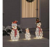 vidaXL Famille de bonhommes de Neige éclairés 3 pcs Blanc Chaud, Salon, déco Moderne USB pour l'hiver, lumières festives, décorations extérieures, Accents de Noël