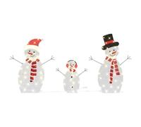 vidaXL Famille de bonhommes de Neige éclairés 3 pcs Blanc Chaud, Salon, déco Moderne USB pour l'hiver, lumières festives, décorations extérieures, Accents de Noël