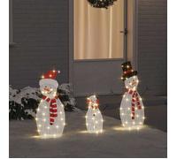vidaXL Famille de bonhommes de neige éclairés 3 pcs Blanc chaud, Salon, déco moderne USB pour l'hiver, lumières festives 42019625