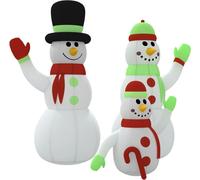 vidaXL Famille de bonhommes de neige gonflables avec LED 360 cm