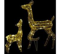 vidaXL Famille de rennes de décoration Acrylique 160 LED blanc chaud