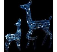 vidaXL Famille de rennes de décoration Acrylique 160 LED Blanc froid Blanc G