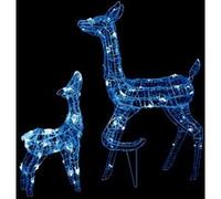 vidaXL Famille de rennes de décoration Acrylique 160 LED bleues bleues G