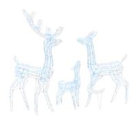 vidaXL Décoration de Noël Famille de rennes lumineuse 300 LED acrylique blanc froid
