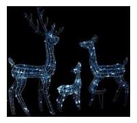 vidaXL Famille de rennes de décoration Acrylique 300 LED blanc froid Blanc G