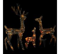 Famille de Rennes de Décoration Rennes Lumineux Décoration de Noël Jardin Patio Arrière-cour Extérieur Intérieur Acrylique 300 LED Colorées