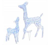 vidaXL Famille de Rennes de Décoration Rennes Lumineux Décoration de Noël Jardin Patio Arrière-Cour Extérieur Intérieur Acrylique 160 LED Bleues