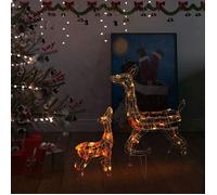 vidaXL Famille de Rennes de Décoration Rennes Lumineux Décoration de Noël Jardin Patio Arrière-cour Extérieur Intérieur 329792