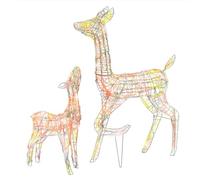 vidaXL Famille de Rennes de Décoration Rennes Lumineux Décoration de Noël Jardin Patio Arrière-cour Extérieur Intérieur 329792